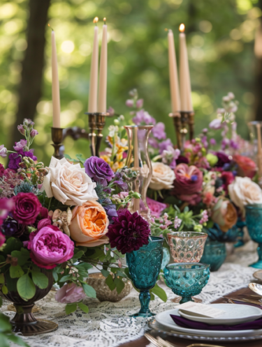 nice wedding bouquet and tablescapes